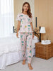 Cactus Print Pajama Set With Eye Cover