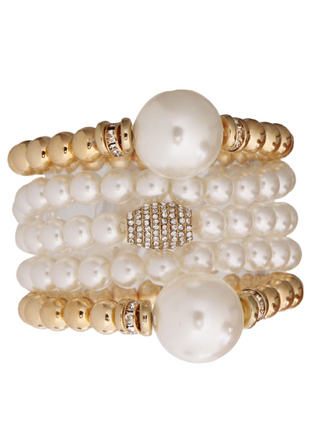 Gold and Cream Bubble Gum Pearl Bracelets