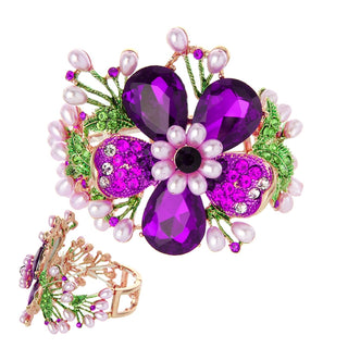 Purple Crystal Flower Bracelet