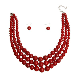 Dark Coral Cracked Pearl Bead Set