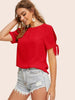 Knot Cuff Split Sleeve Solid Top