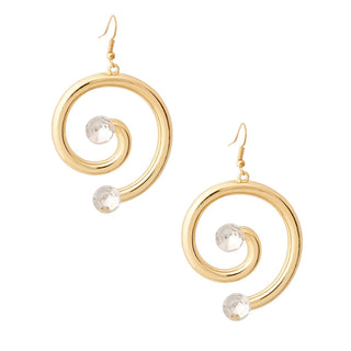 Gold and Crystal Swirl Earrings