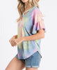 Criss Cross Neck Tie Dye Top