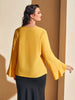 Plus Solid Flounce Sleeve Keyhole Blouse