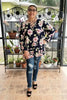 PLUS Floral Print Long Sleeves Woven Blouse