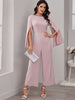 Solid Split Sleeve Wide Leg Jumpsuit