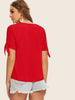 Knot Cuff Split Sleeve Solid Top