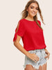 Knot Cuff Split Sleeve Solid Top